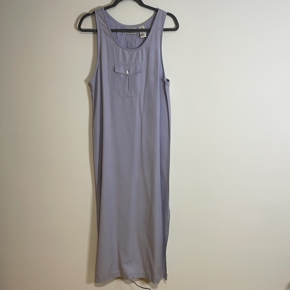 VTG 90s Bill Blass Dress Small Purple 100%Lyocell Maxi Overall Pinafore Lavender - Picture 1 of 14